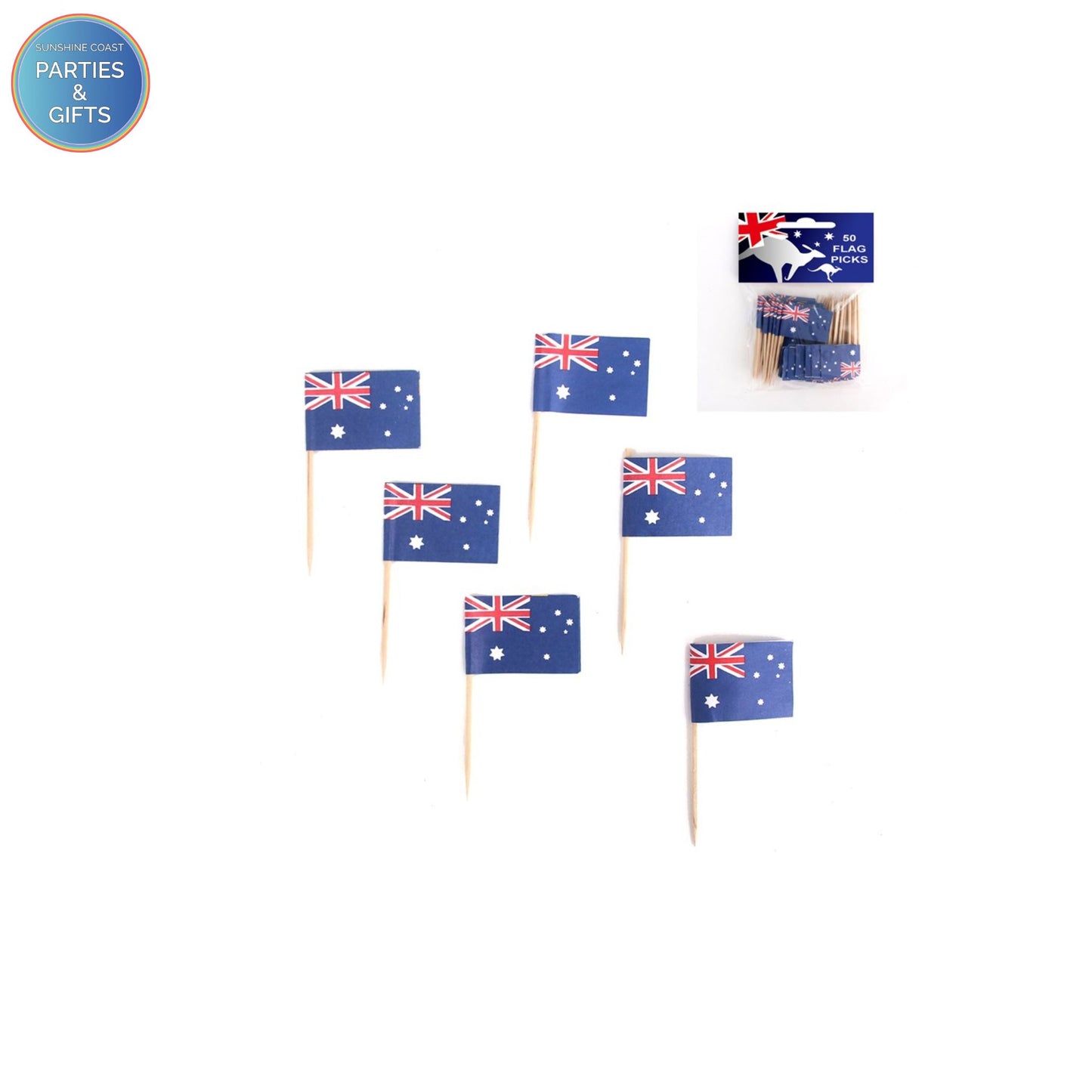 AUSTRALIAN - AUSSIE FLAG PICKS - PACK OF 50