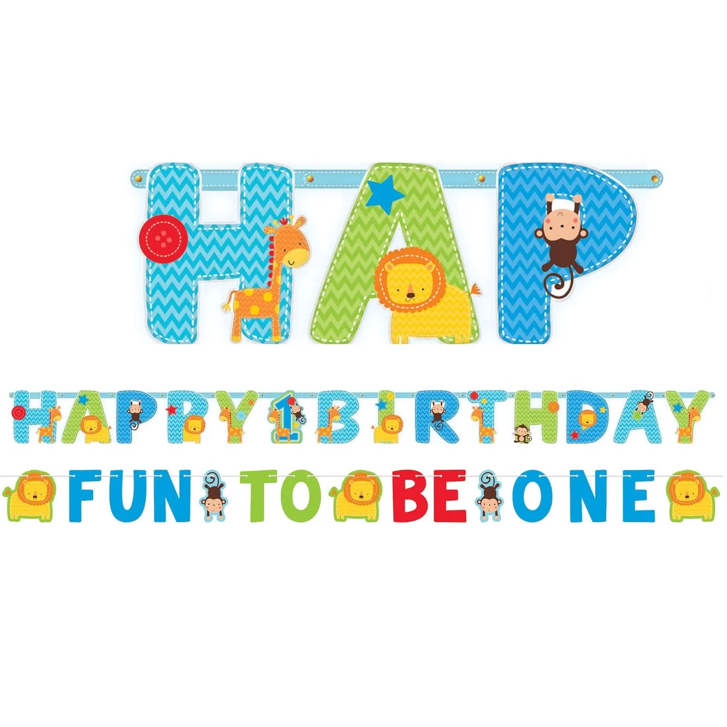ONE WILD BOY 1ST BIRTHDAY JUMBO LETTER BANNER KIT