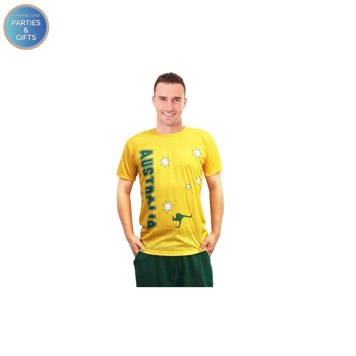 MENS AUSTRALIA GREEN & GOLD T-SHIRT - SIZE M, L & XL