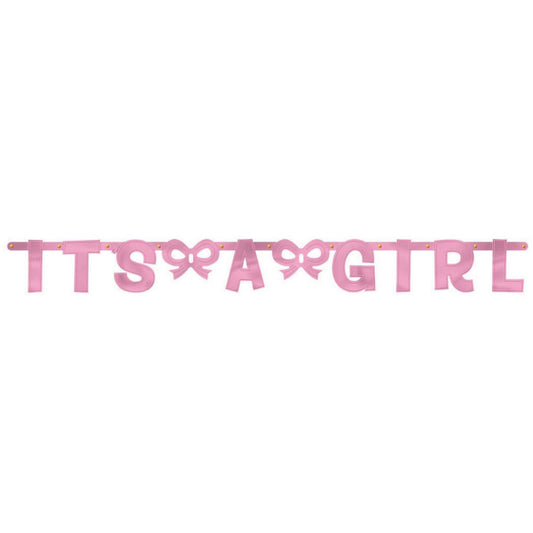 BABY SHOWER IT'S A GIRL METALLIC BANNER - 1.5M