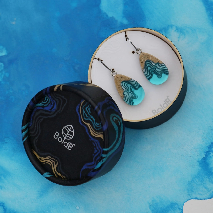 BOLD B SEASHORE DANGLE EARRINGS - AQUA
