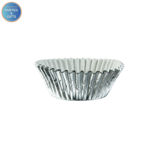 METALLIC SILVER CUPCAKE BAKING CUPS - PACK OF 24