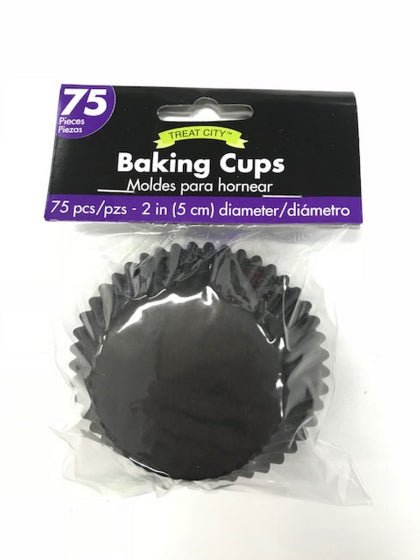 BLACK CUPCAKE BAKING CUPS - PACK OF 75