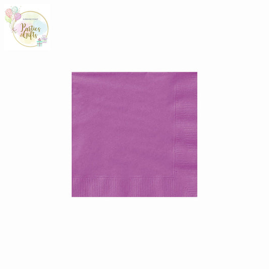 PRETTY PURPLE BEVERAGE NAPKINS - PACK OF 20