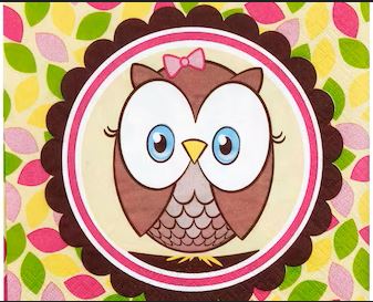 LOOK WHOO'S ONE PINK 1ST BIRTHDAY LUNCH NAPKINS - PACK OF 16