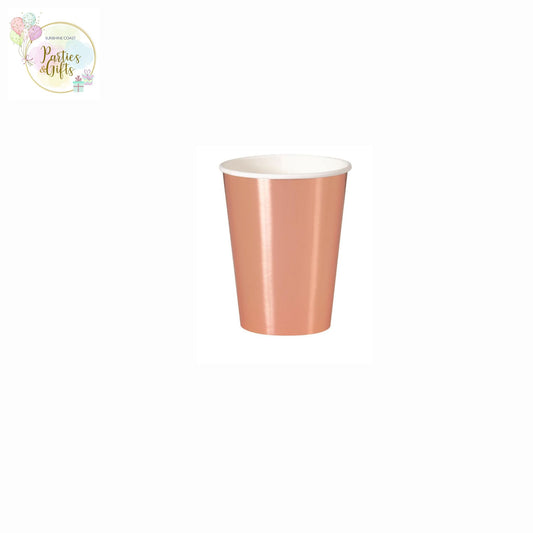 ROSE GOLD 270ML PAPER CUPS - PACK OF 8