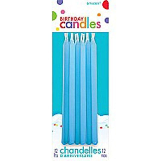 BLUE & LIGHT BLUE TAPER CANDLES - PACK OF 12