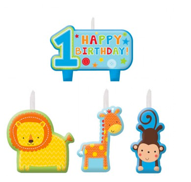 ONE WILD BOY 1ST BIRTHDAY CANDLE SET - PACK OF 4