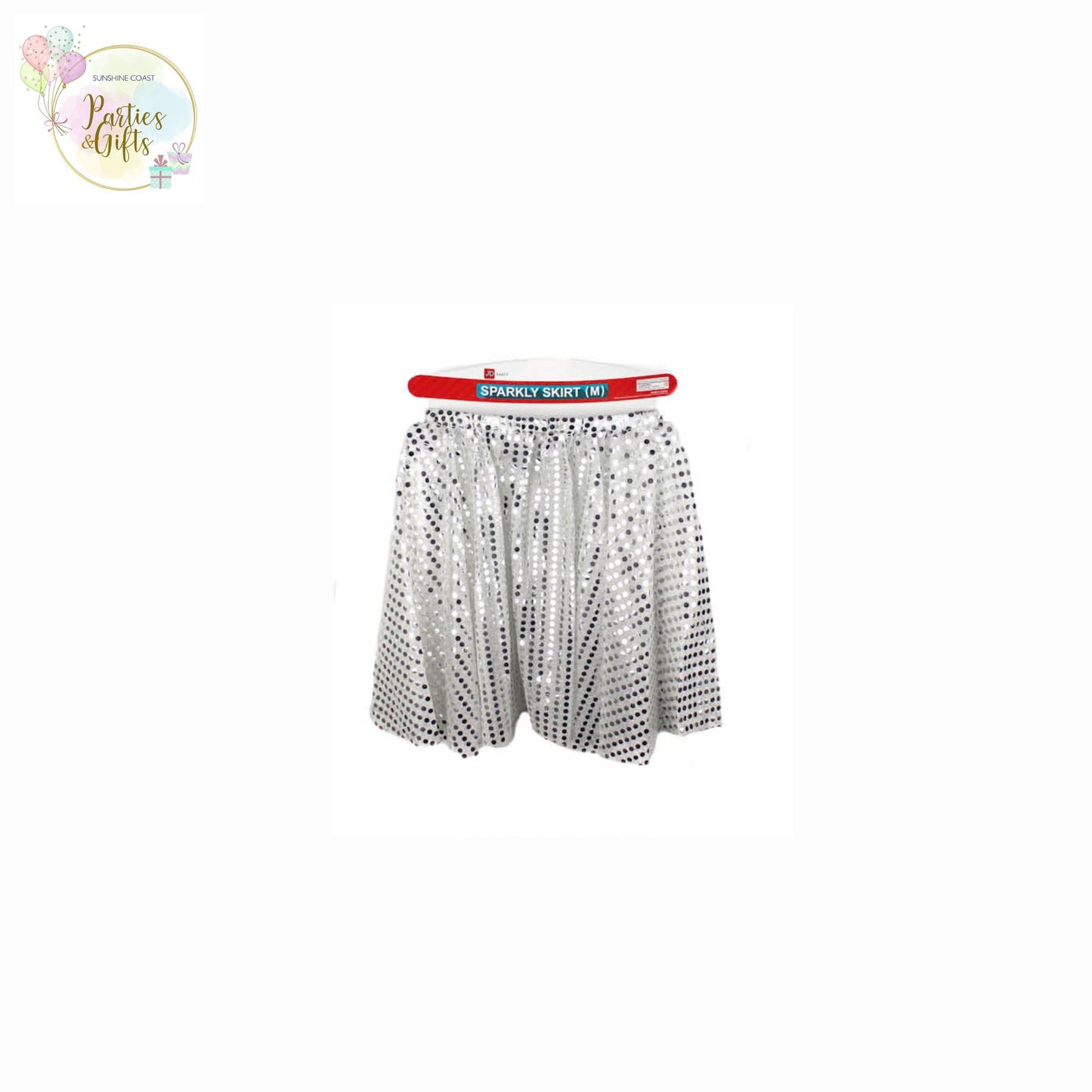 PARTY COSTUME SEQUIN SPARKLY SKIRT - SILVER