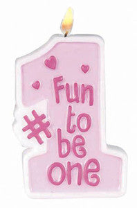 WILD ONE GIRL PINK 1ST BIRTHDAY CANDLE