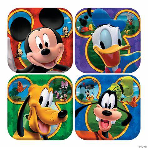 MICKEY MOUSE CLUBHOUSE SQUARE PAPER PLATES 17.78CM - PACK OF 8