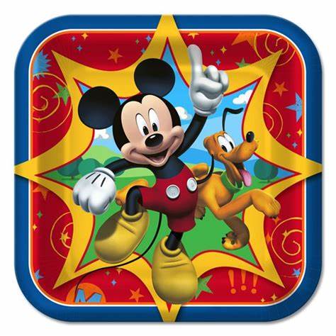 MICKEY MOUSE FUN & FRIENDS SQUARE PAPER PLATES 17.78CM - PACK OF 8
