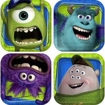 MONSTERS UNIVERSITY SQUARE PAPER PLATES 17.78CM - PACK OF 8