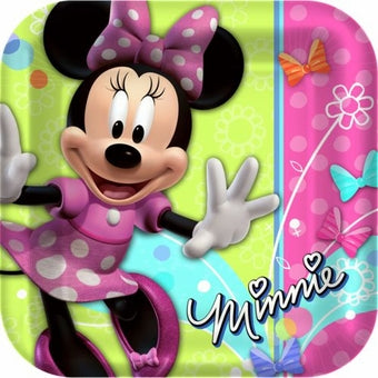 MINNIE MOUSE BOWS SQUARE PAPER PLATES 23.49CM - PACK OF 8