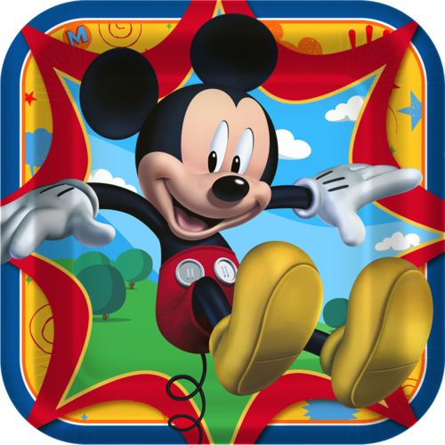 MICKEY MOUSE FUN & FRIENDS SQUARE PAPER PLATES 23.49CM - PACK OF 8