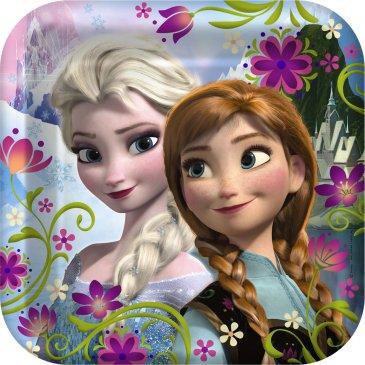 DISNEY FROZEN SQUARE PAPER PLATES 23.49CM - PACK OF 8
