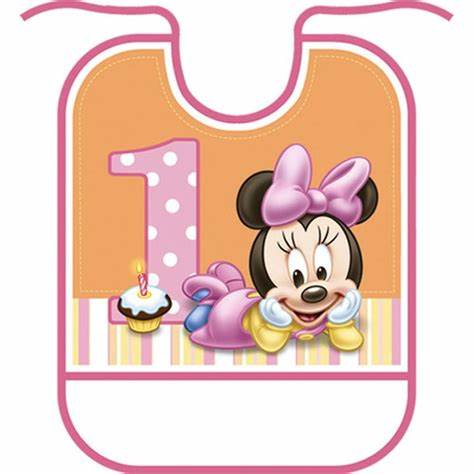 DISNEY MINNIE MOUSE 1ST BIRTHDAY PLASTIC BIB