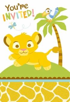 BABY SHOWER LION KING SWEET CIRCLE INVITATION SET - PACK OF 8