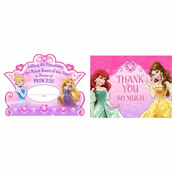 DISNEY PRINCESS INVITATION SET - PACK OF 8