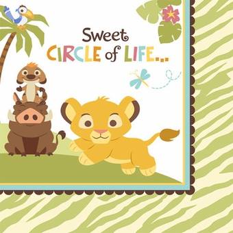 BABY SHOWER LION KING SWEET CIRCLE LUNCH NAPKINS - PACK OF 16