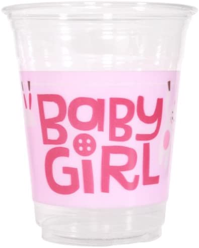 BABY SHOWER CUTE AS A BUTTON GIRL 414ML PLASTIC CUPS - PACK OF 8