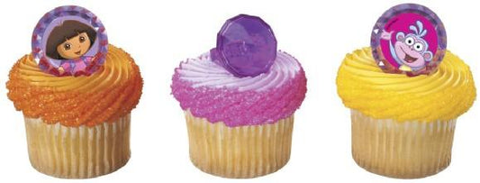 DORA THE EXPLORER CUPCAKE RINGS - PACK OF 12