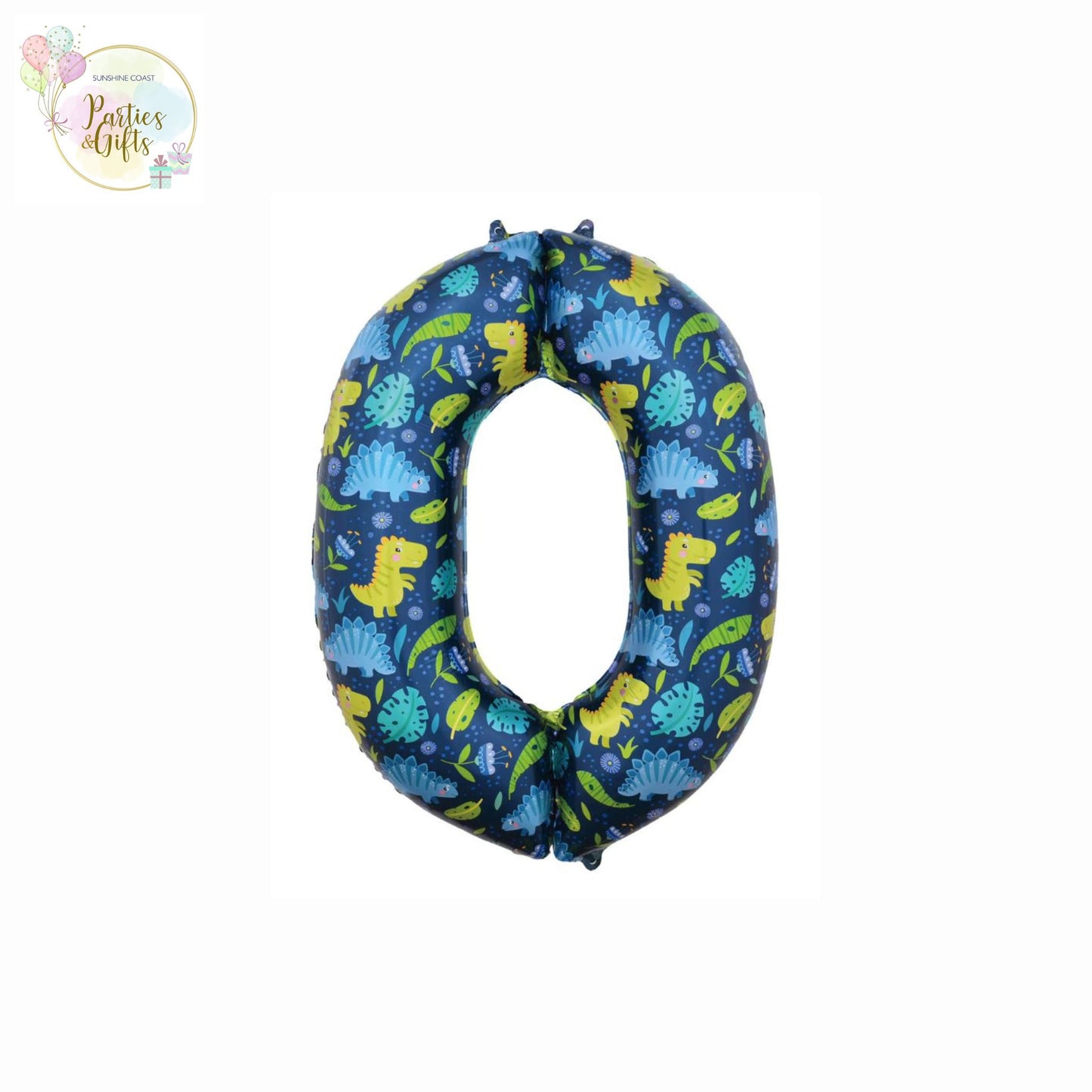 GIANT FOIL BALLOON - DINOSAUR NUMBER 0 - 86CM