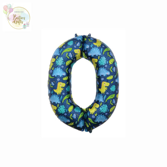 GIANT FOIL BALLOON - DINOSAUR NUMBER 0 - 86CM