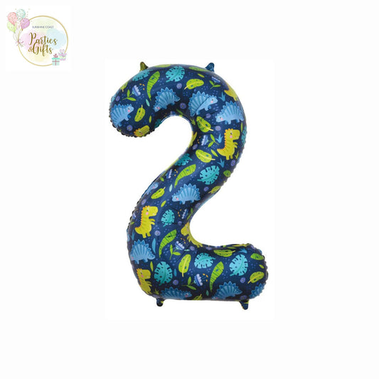 GIANT FOIL BALLOON - DINOSAUR NUMBER 2 - 86CM