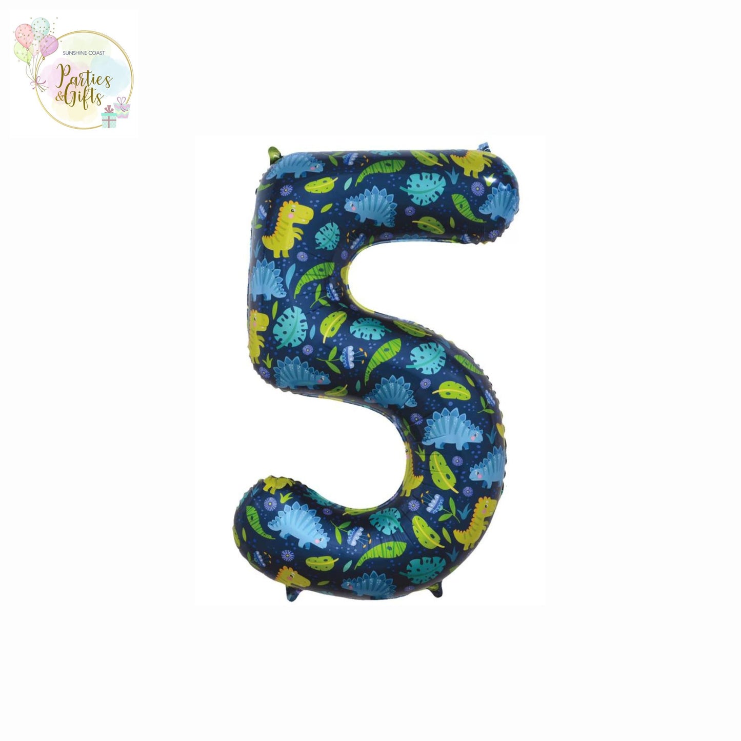GIANT FOIL BALLOON - DINOSAUR NUMBER 5 - 86CM