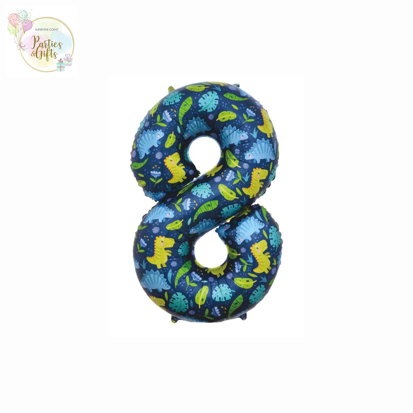 GIANT FOIL BALLOON - DINOSAUR NUMBER 8 - 86CM