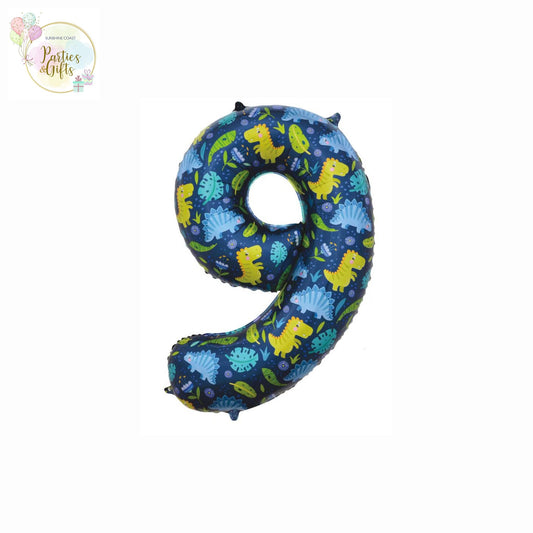 GIANT FOIL BALLOON - DINOSAUR NUMBER 9 - 86CM