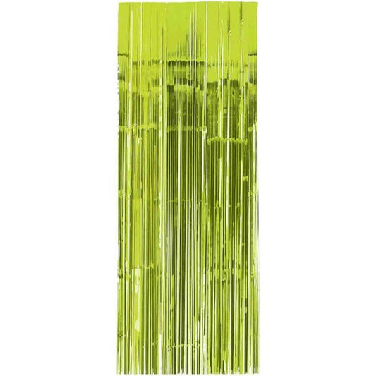 KIWI GREEN METALLIC FOIL DOOR CURTAIN - 91.4CM x 2.43M