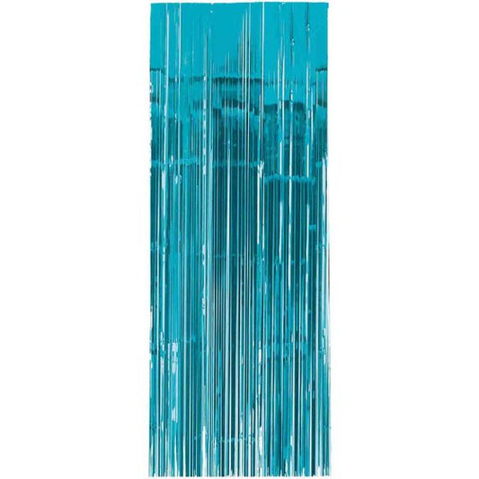 CARIBBEAN BLUE METALLIC FOIL DOOR CURTAIN - 91.4CM x 2.43M