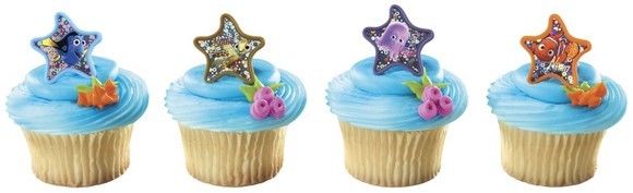 FINDING NEMO STAR CUPCAKE RINGS - PACK OF 12