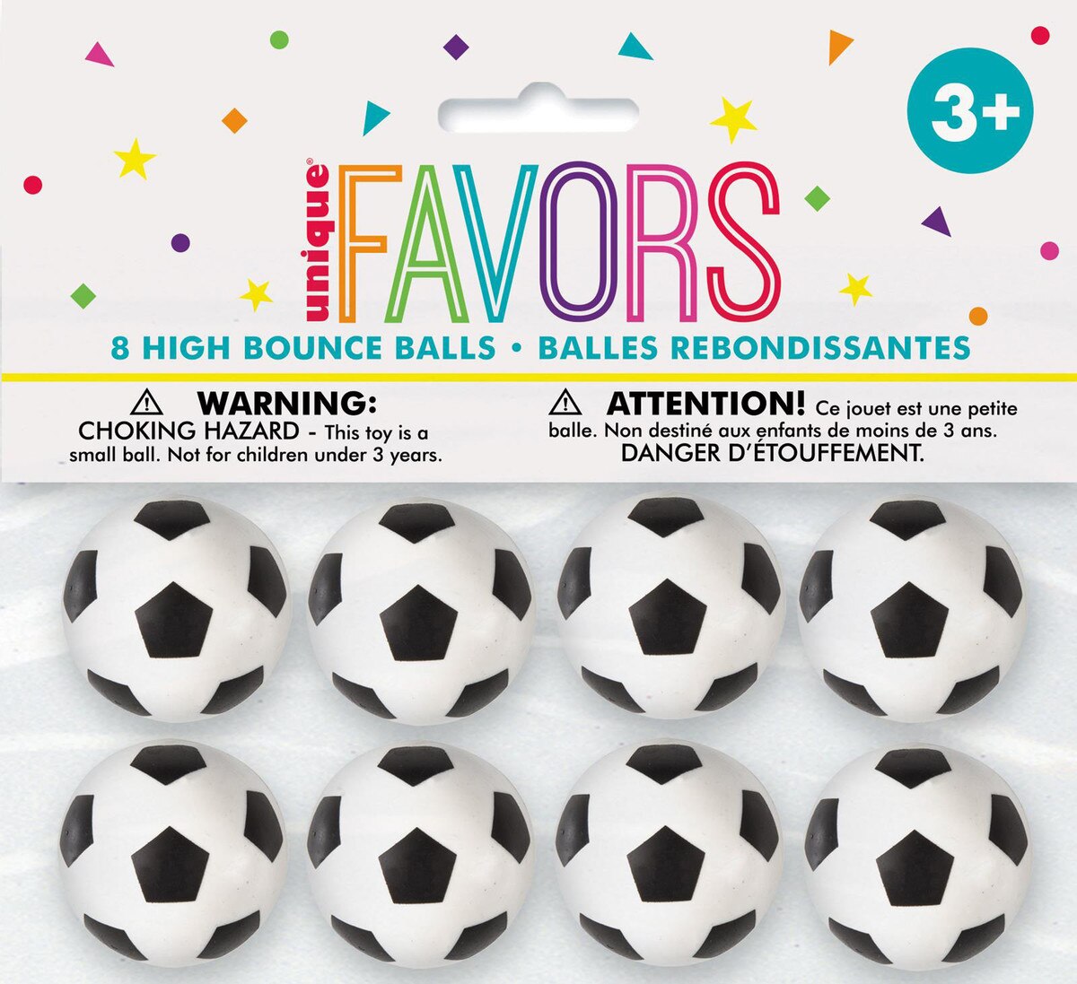 PARTY FAVOURS - 3D SOCCER BOUNCY BALLS - PACK OF 8