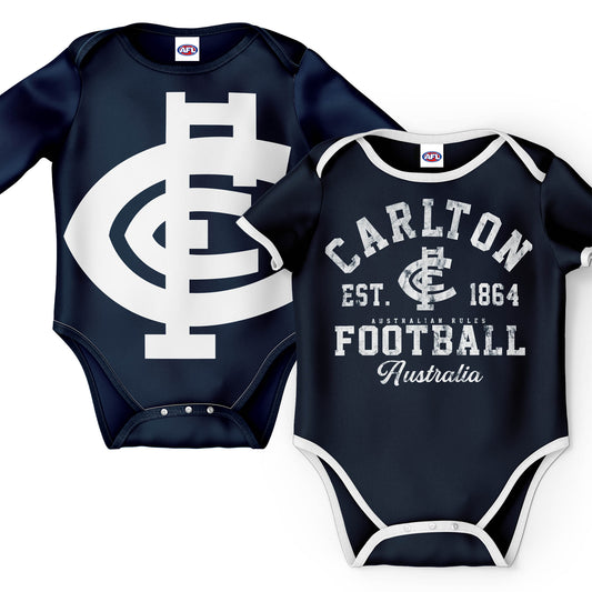 AFL INFANT BODYSUIT 2PC GIFT SET - CARLTON BLUES