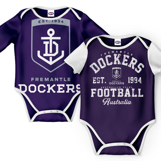 AFL INFANT BODYSUIT 2PC GIFT SET - FREMANTLE DOCKERS
