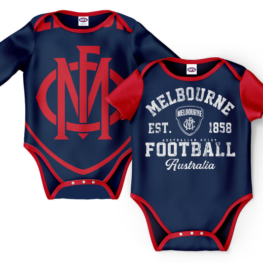 AFL INFANT BODYSUIT 2PC GIFT SET - MELBOURNE DEMONS