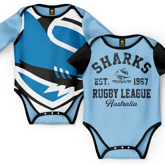 NRL INFANT BODYSUIT 2PC GIFT SET - CRONULLA SHARKS