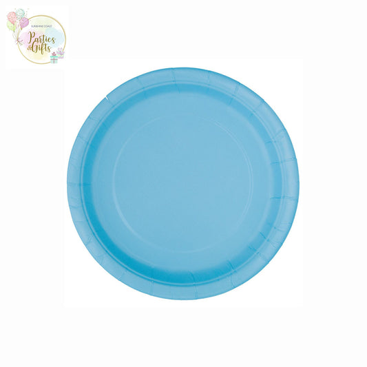 POWDER BLUE PAPER PLATES 21.9CM ROUND - PACK OF 8