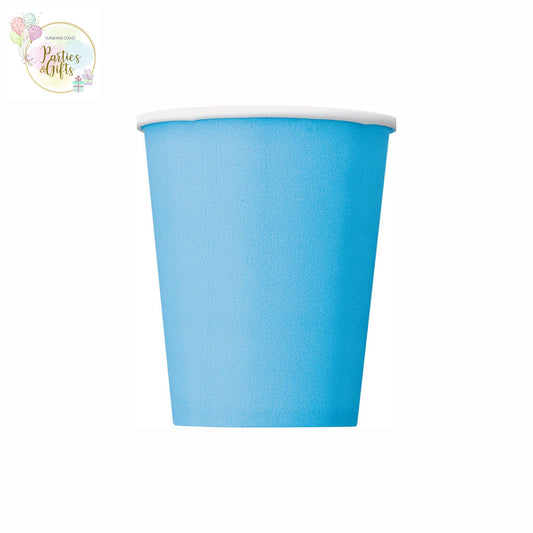 POWDER BLUE 270ML PAPER CUPS - PACK OF 8