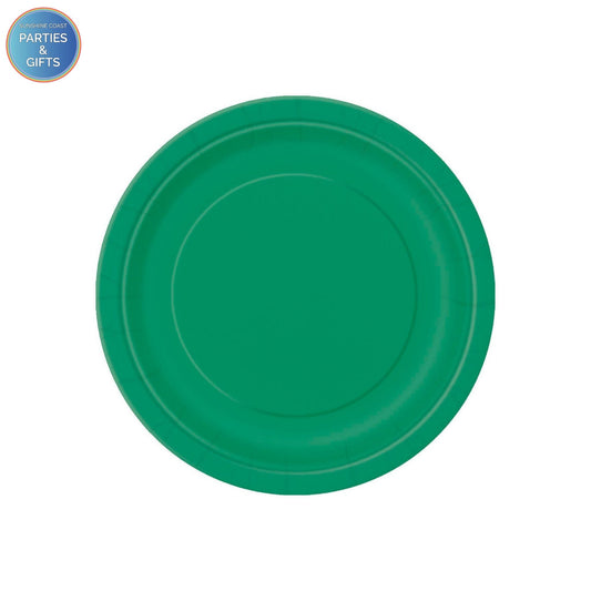 EMERALD GREEN PAPER PLATES 17.1CM ROUND - PACK OF 8
