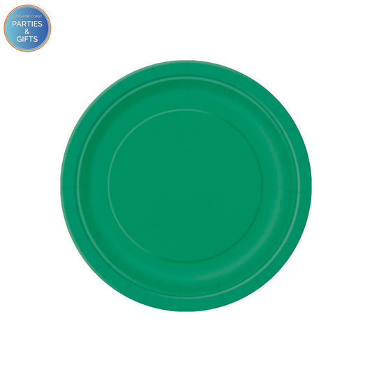EMERALD GREEN PAPER PLATES 21.9CM ROUND - PACK OF 8