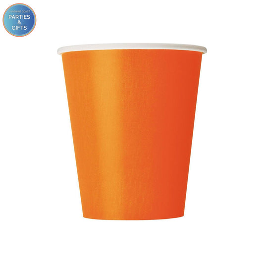 PUMPKIN ORANGE 270ML PAPER CUPS - PACK OF 8