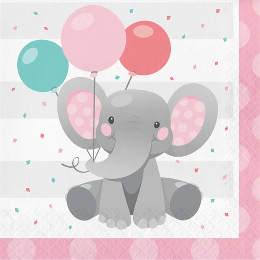 ENCHANTED ELEPHANT GIRL LUNCH NAPKINS - PACK OF 16