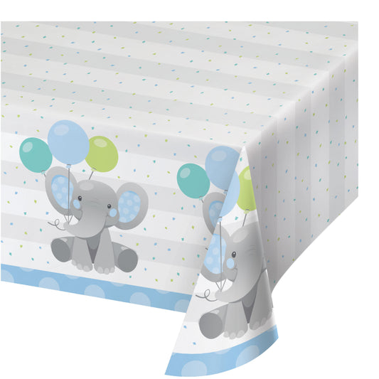 BABY SHOWER ENCHANTED ELEPHANT BOY PAPER TABLECOVER 137CM x 259CM