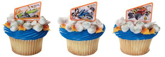 HOT WHEELS CUPCAKE RINGS - PACK OF 12