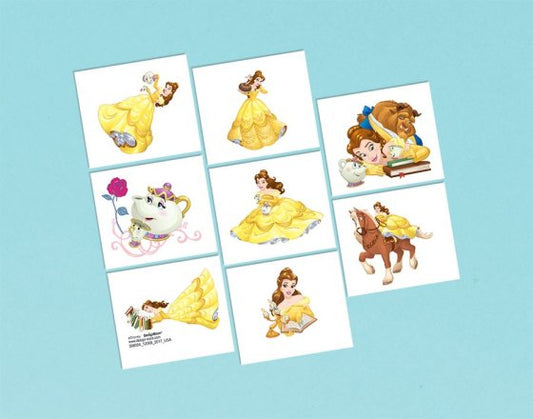 DISNEY PRINCESS BEAUTY AND THE BEAST TEMPORARY TATTOOS - PACK OF 8