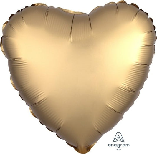 SATIN LUXE GOLD SATEEN HEART FOIL BALLOON - 43CM